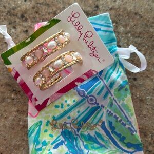 Lily Pulitzer Earrings Pearl Hoops Gold